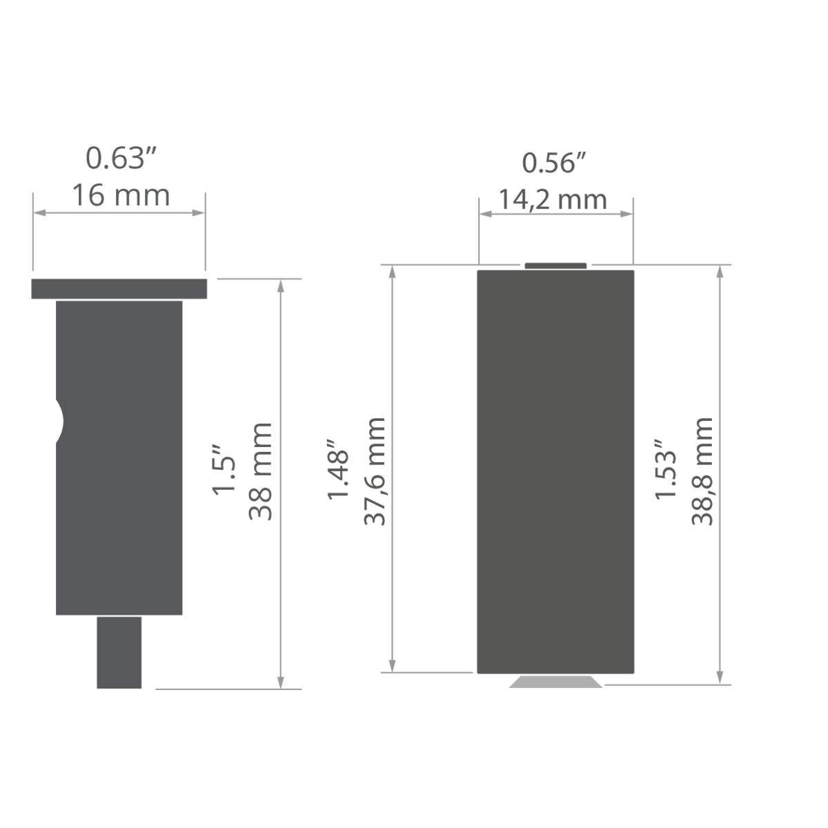 KLUŚ Befestigungsset PUSZ-MR-2, weiß, rostfreier Stahl, Aluminium – technische Zeichnung / Maße