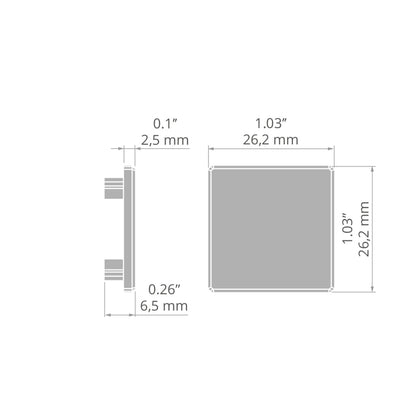 KLUŚ Endkappe GLAZA-DUO, grau, ABS – technische Zeichnung / Maße
