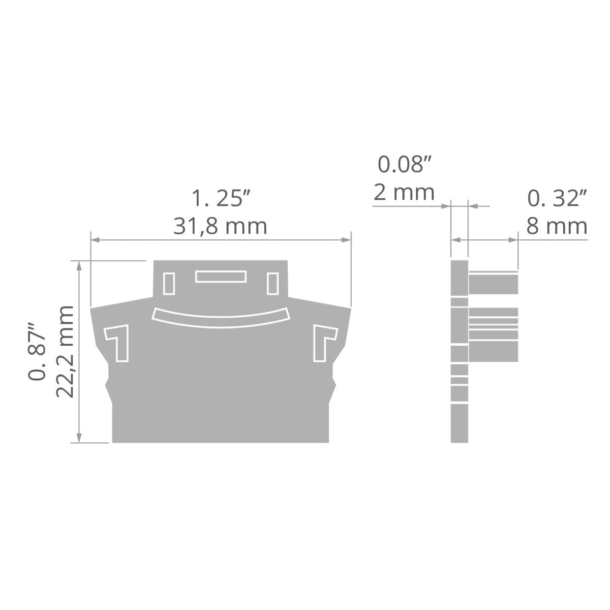KLUŚ Endkappe BONI-22 – technische Zeichnung / Maße