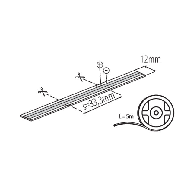 LED-Strip COB 28W/M 24V IP20 3000K 3780lm/ M Länge 5 Meter