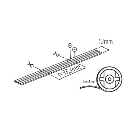 LED-Strip COB 28W/M 24V IP20 3000K 3780lm/ M Länge 5 Meter