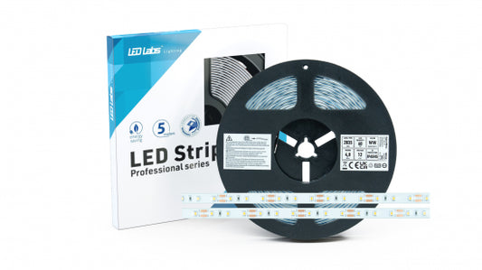 LED Streifen PRO 3Y 12V 300 LED 2835 SMD 4.8W CW RA90 HS
