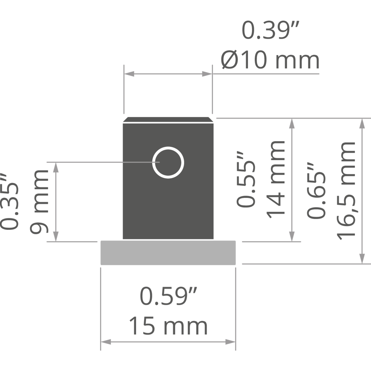 KLUŚ Befestigung FI-10-ZM-P – technische Zeichnung / Maße