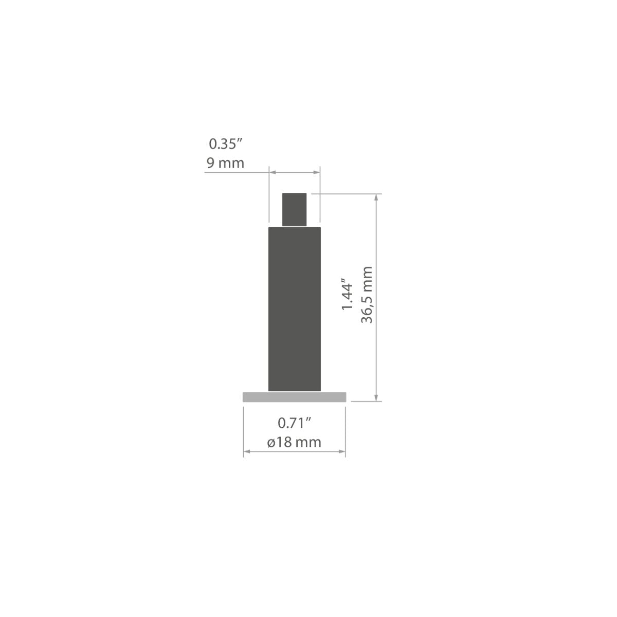KLUŚ Befestigung M4-12, silbern, rostfreier Stahl, Messing, Nylon – technische Zeichnung / Maße