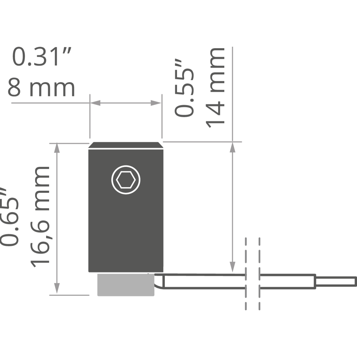 KLUŚ Befestigung FI-8-LIN-ZMZ, silbern, rostfreier Stahl, Stahl, PA, EPDM – technische Zeichnung / Maße