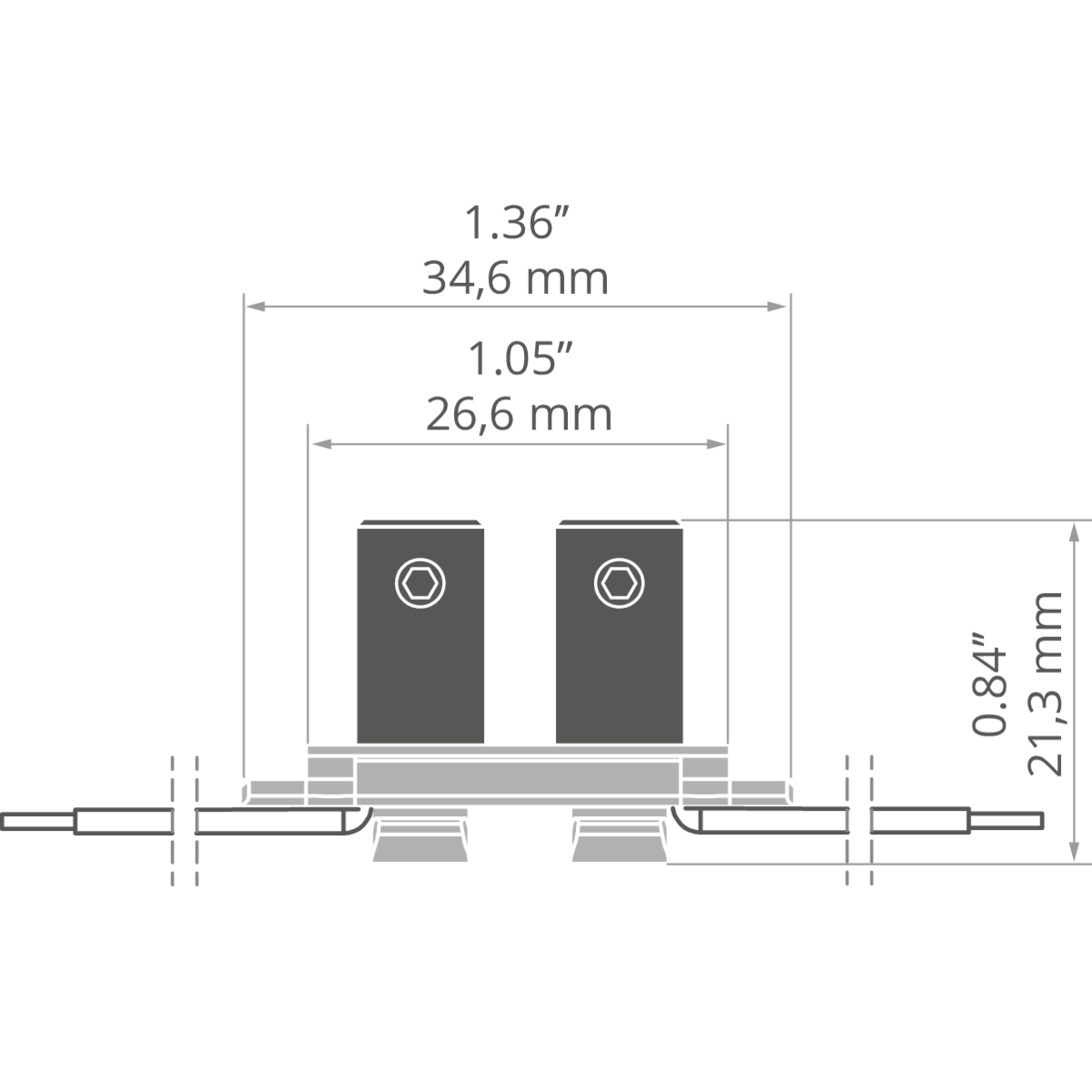 KLUŚ Befestigung OS22-DUO-PRET-Z, schwarz, rostfreier Stahl, PA – technische Zeichnung / Maße