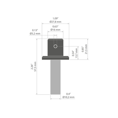 KLUŚ Befestigung P-KG-Z, weiß, Aluminium – technische Zeichnung / Maße