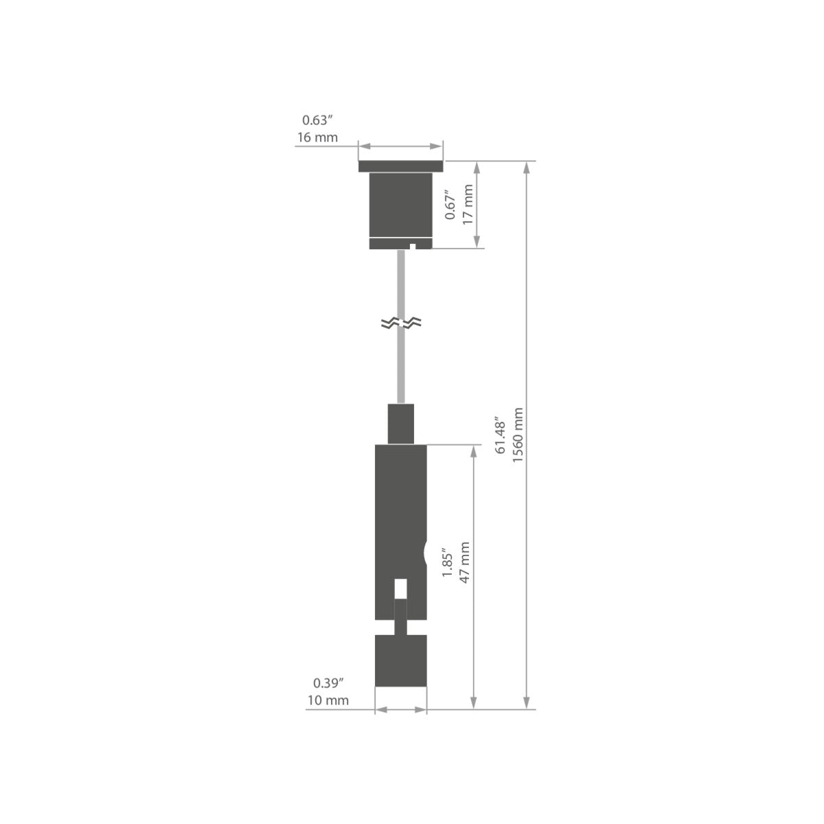 KLUŚ Befestigungsset RD-2, silbern, Messing – technische Zeichnung / Maße