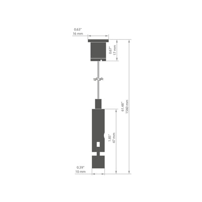 KLUŚ Befestigungsset RD-2, weiß, Messing – technische Zeichnung / Maße