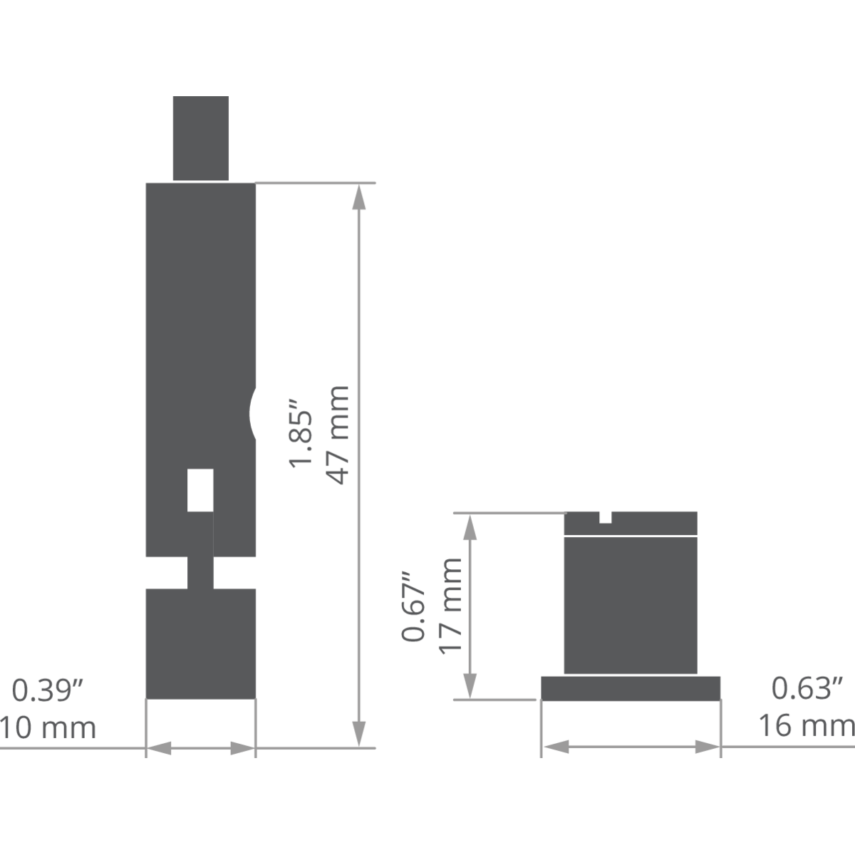 KLUŚ Befestigungsset RD-4, silbern, Messing – technische Zeichnung / Maße