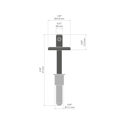 KLUŚ Befestigung FI-8-KGM-Z, silbern, rostfreier Stahl – technische Zeichnung / Maße