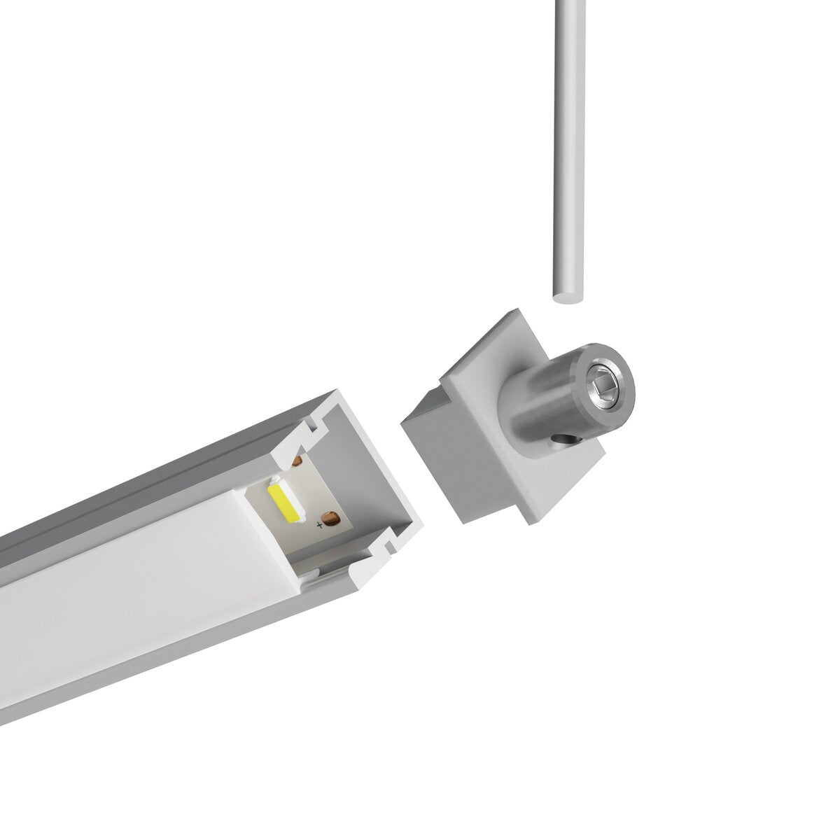 KLUŚ Endkappe mit Stromversorgung PDS-4-PLUS , grau, ABS – Detail-/Anwendungsbild