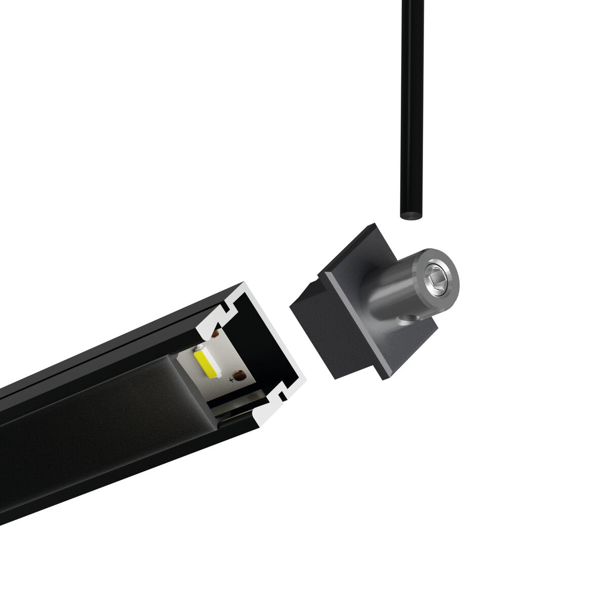 KLUŚ Endkappe mit Stromversorgung PDS-4-PLUS , schwarz, ABS – Detail-/Anwendungsbild