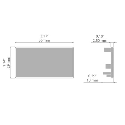 KLUŚ Endkappe BOX-M, schwarz, ABS – technische Zeichnung / Maße