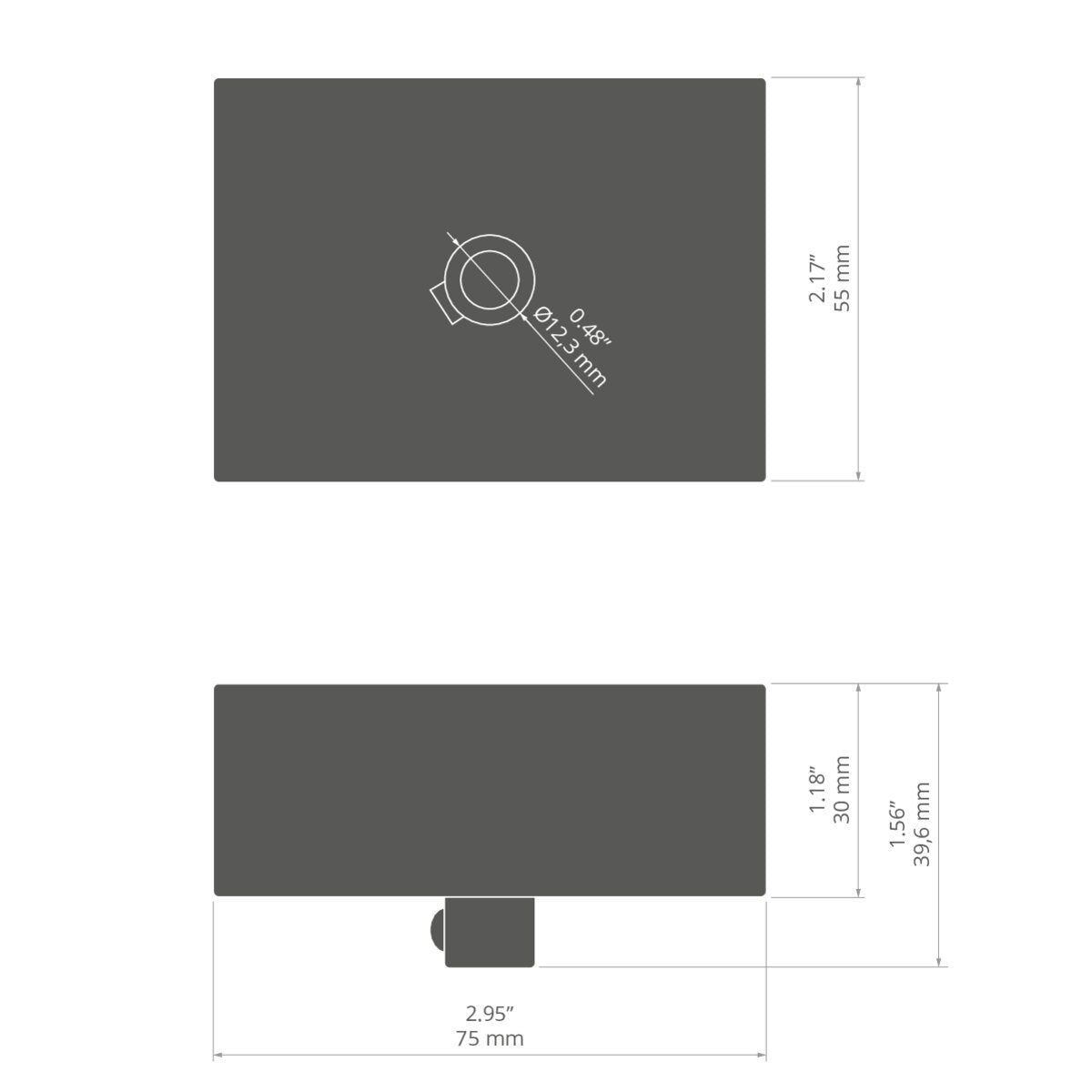 KLUŚ Baldachin BOX-M70, weiß, Aluminium – technische Zeichnung / Maße