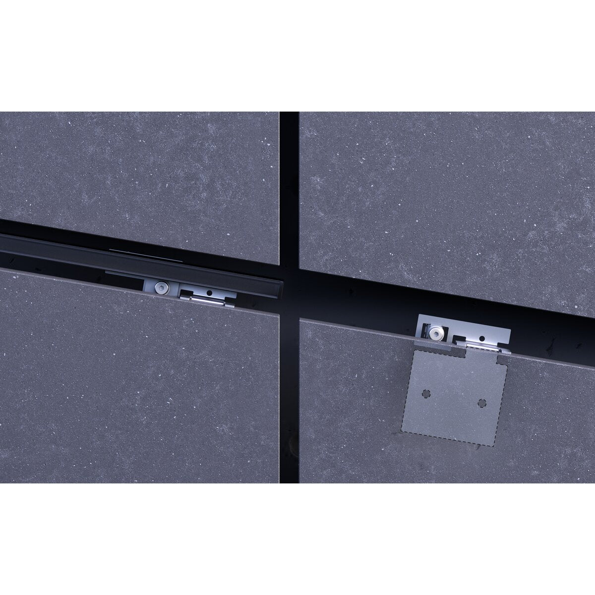 KLUŚ Befestigungsclip DS, schwarz, rostfreier Stahl – Detail-/Anwendungsbild