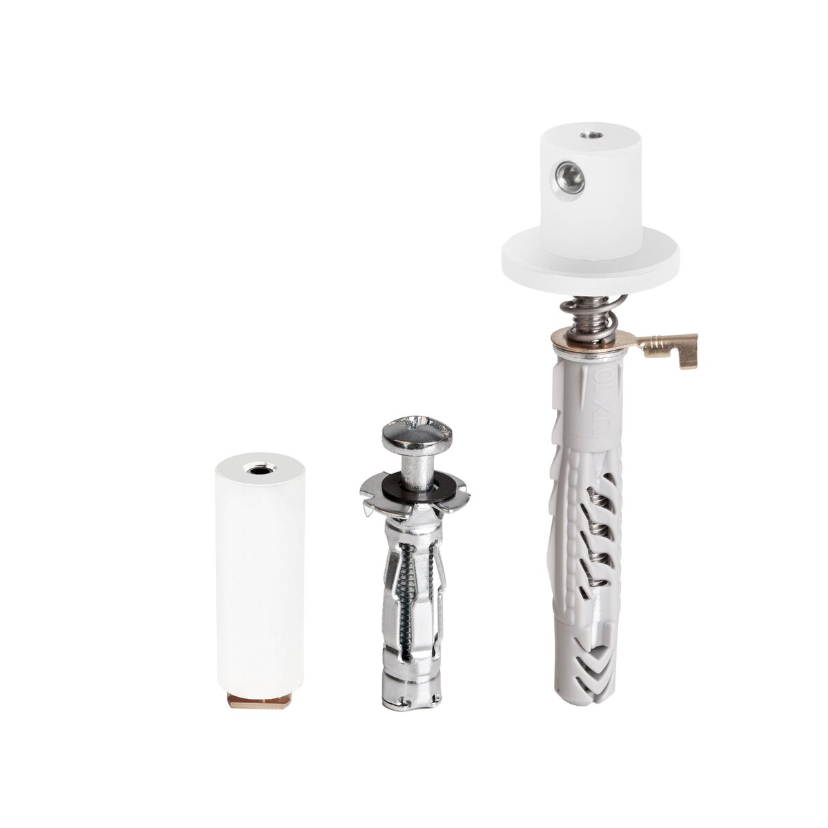 KLUŚ Befestigungsset PUSZ-ZM-1, weiß, rostfreier Stahl, Aluminium – Produktbild