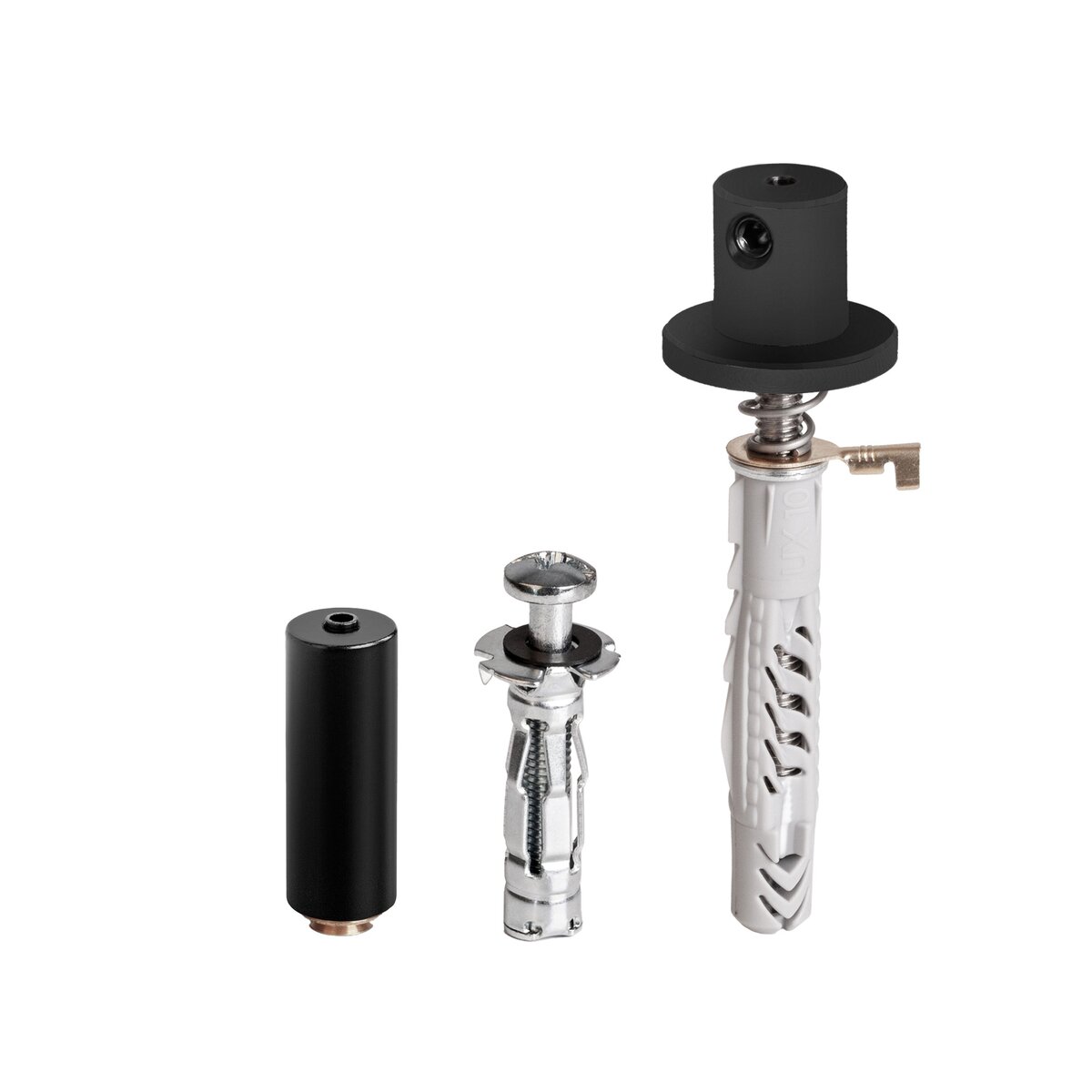 KLUŚ Befestigungsset PUSZ-MR-1, schwarz, rostfreier Stahl, Aluminium – Produktbild