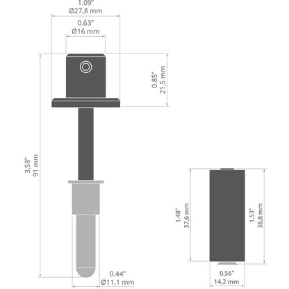 KLUŚ Befestigungsset PUSZ-MR-1, silbern, rostfreier Stahl, Aluminium – technische Zeichnung / Maße
