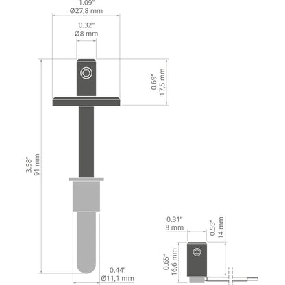 KLUŚ Befestigungsset FI-8-ZM-1, schwarz, rostfreier Stahl, Aluminium – technische Zeichnung / Maße