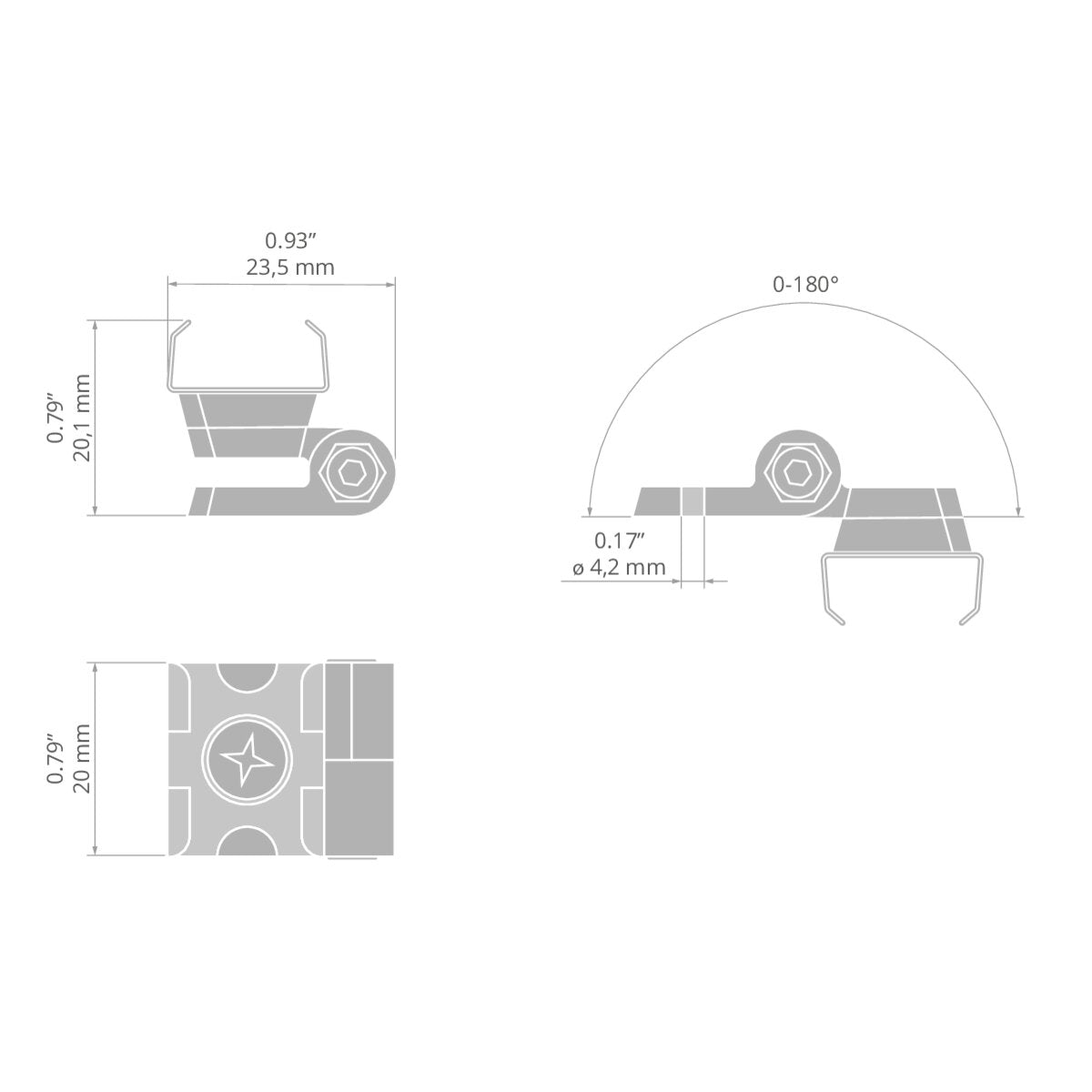 KLUŚ Befestigungsclip REG-PD-EXT – technische Zeichnung / Maße
