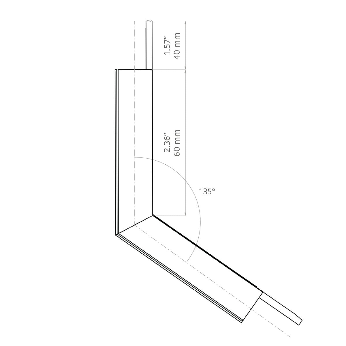 KLUŚ Formstück L135PW – technische Zeichnung / Maße