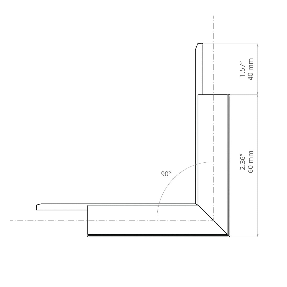 KLUŚ Formstück L90PW – technische Zeichnung / Maße