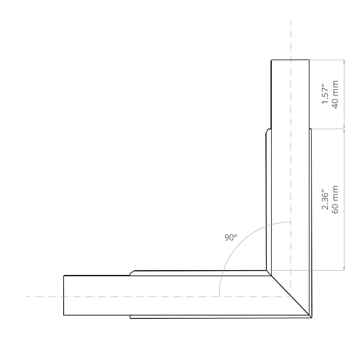 KLUŚ Formstück L90 – technische Zeichnung / Maße