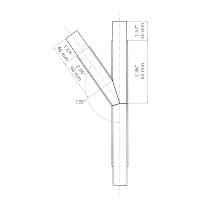 KLUŚ Formstück T135L – technische Zeichnung / Maße