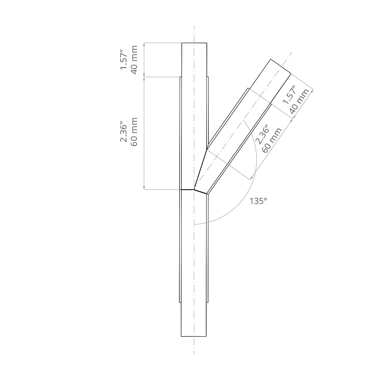 KLUŚ Formstück T135R – technische Zeichnung / Maße