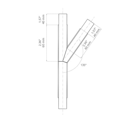 KLUŚ Formstück T135R – technische Zeichnung / Maße