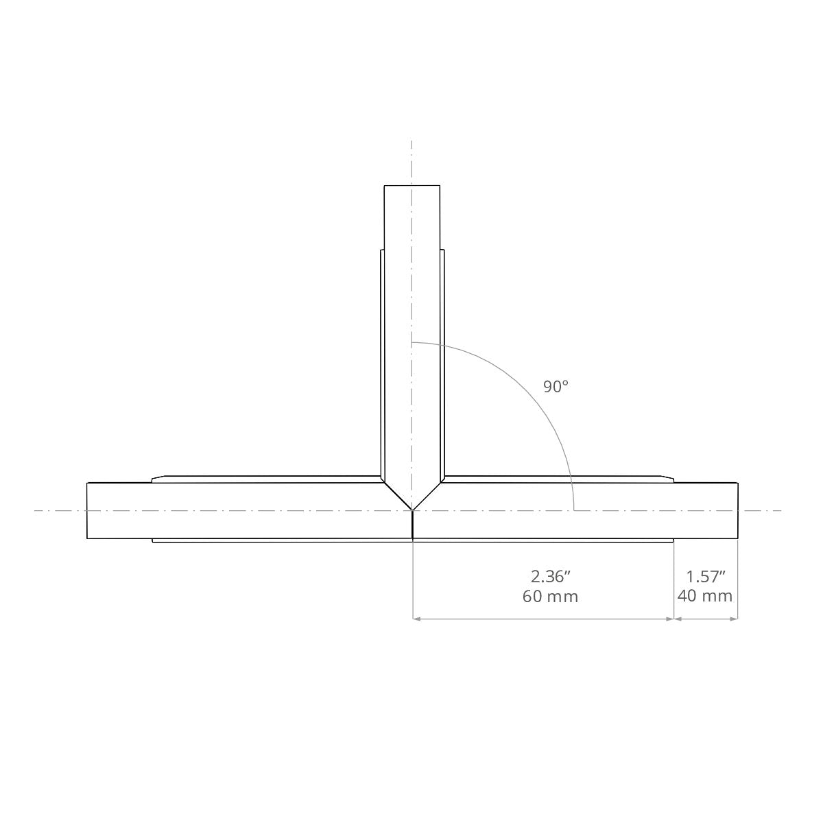 KLUŚ Formstück T90 – technische Zeichnung / Maße