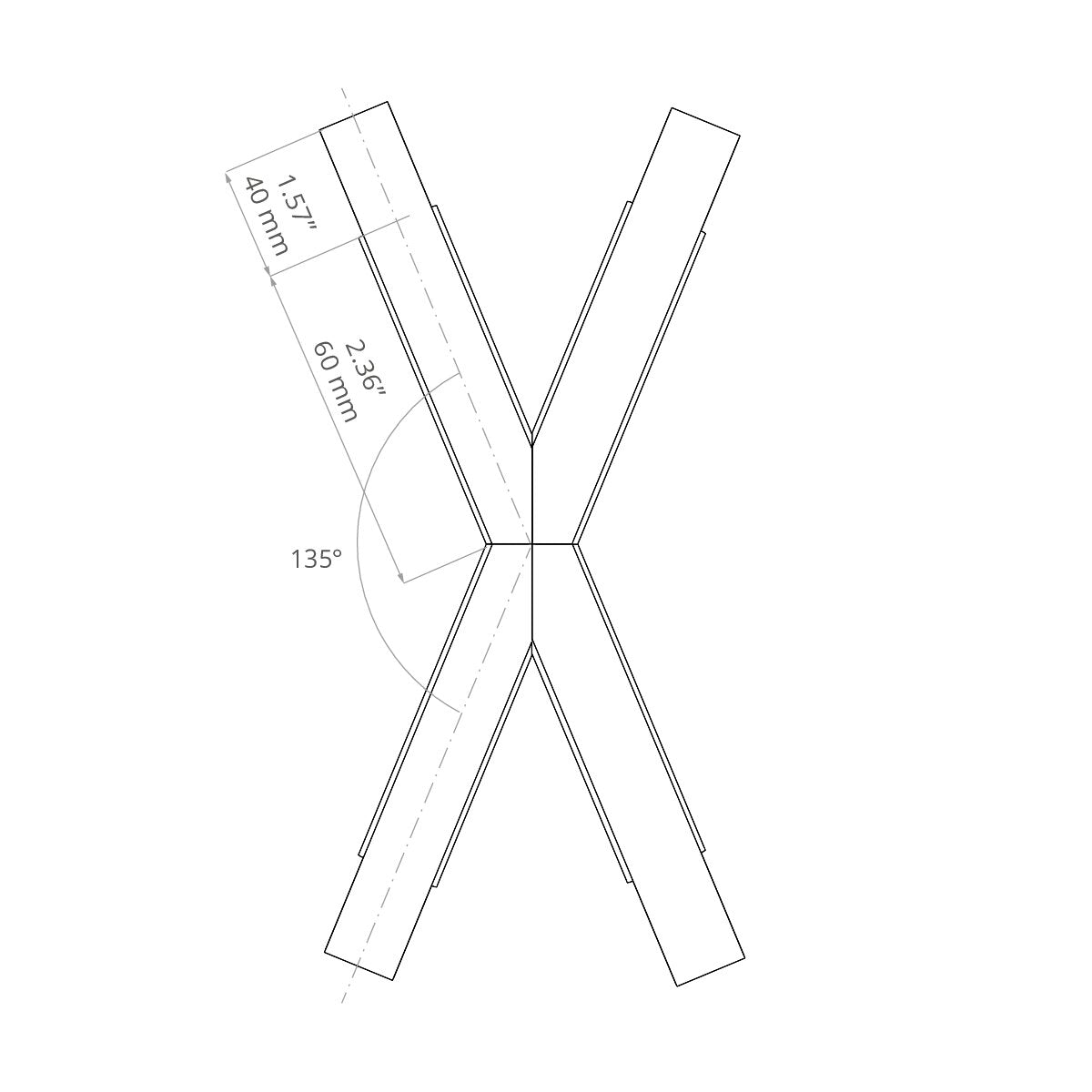 KLUŚ Formstück X135 – technische Zeichnung / Maße