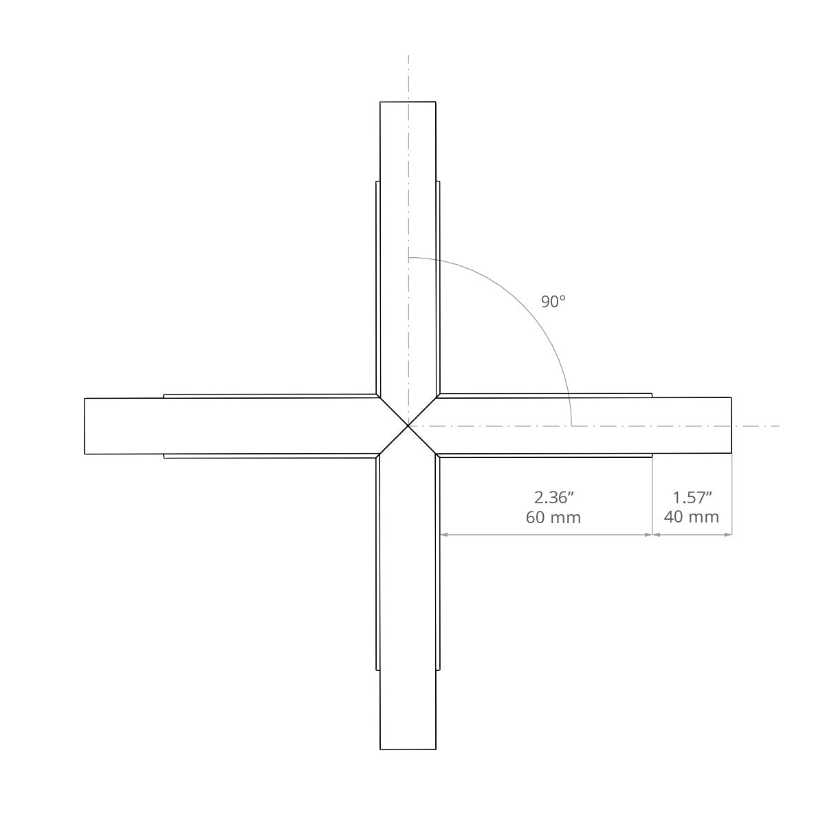 KLUŚ Formstück X90 – technische Zeichnung / Maße